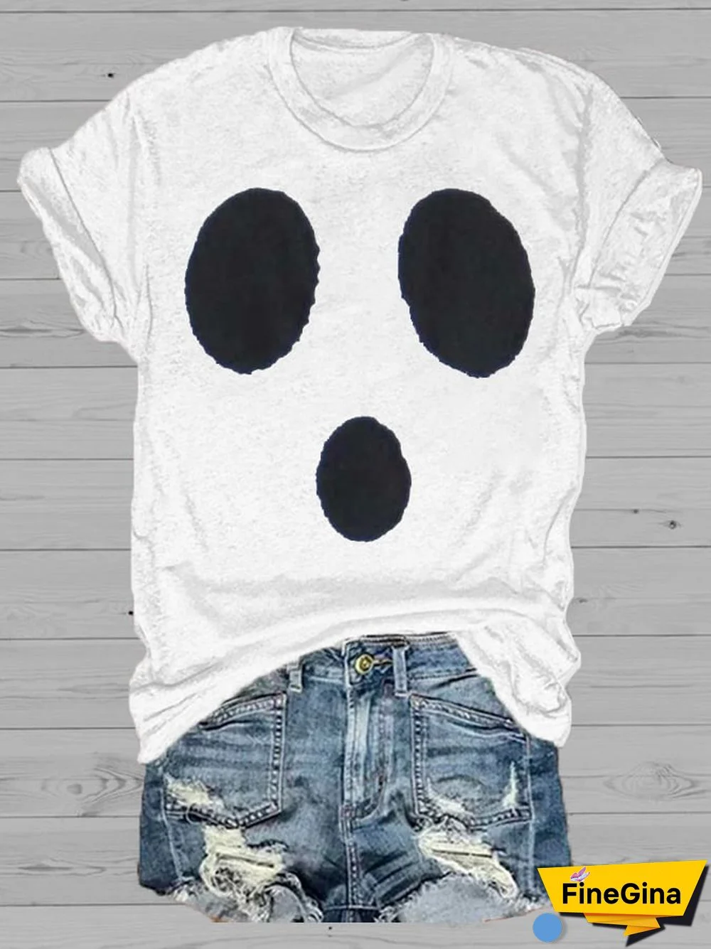 Women's Ghost Print Casual T-Shirt