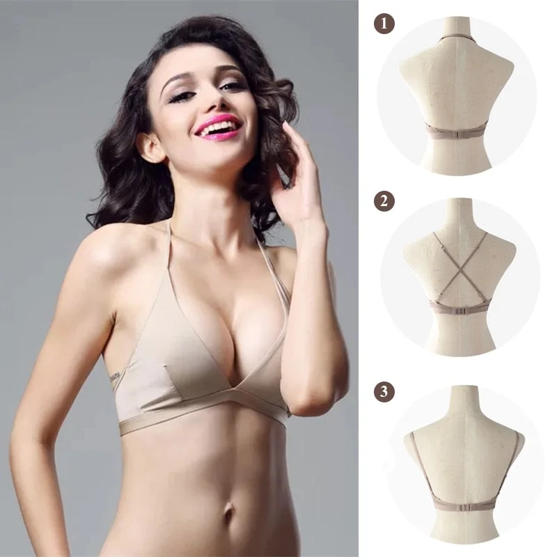 Sexy Bralette Women Deep Neckline Bra Underwear Solid Ultra-thin Adjustable Straps Wire Free Bras Soft French Seamless Lingerie