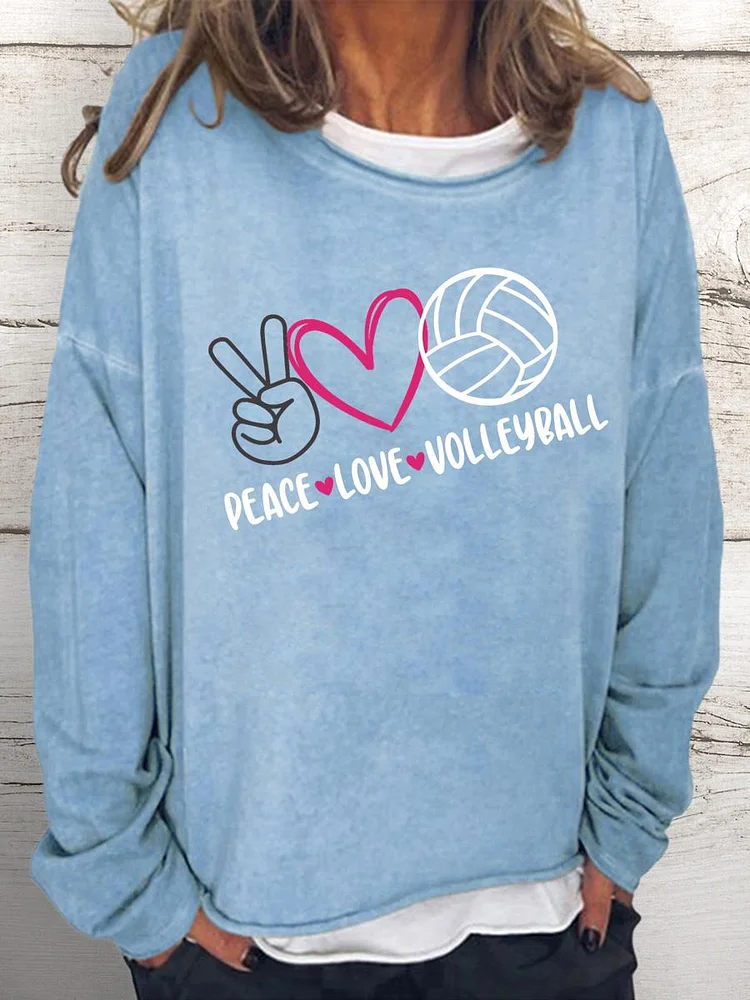 Peace love volleyball Women Loose Sweatshirt-Annaletters