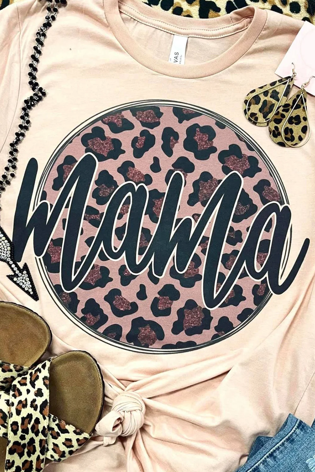 Khaki mama Leopard Print Graphic Gift T Shirt | IFYHOME