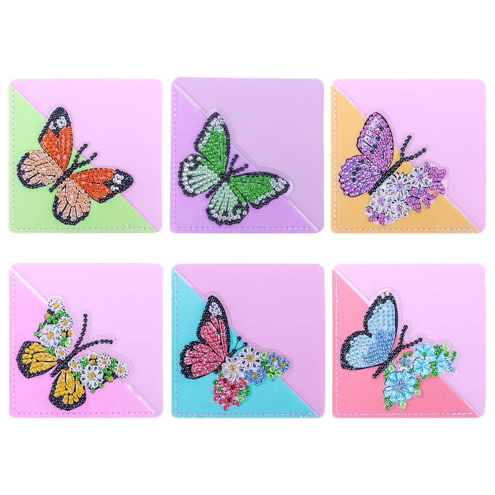 6pcs Butterfly DIY Page Book Marks Handmade 5D Triangle for Beginner Adults Kids