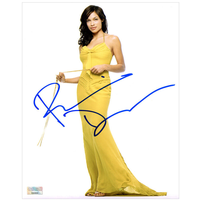 Rosario Dawson Autographed Evening Gown 8×10 Photo Poster painting