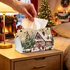 Forest Hut DIY Pearl Diamond Painting PU Cover Tissue Holder Kit Pearl Art Painting Decoration for Home & Gifts