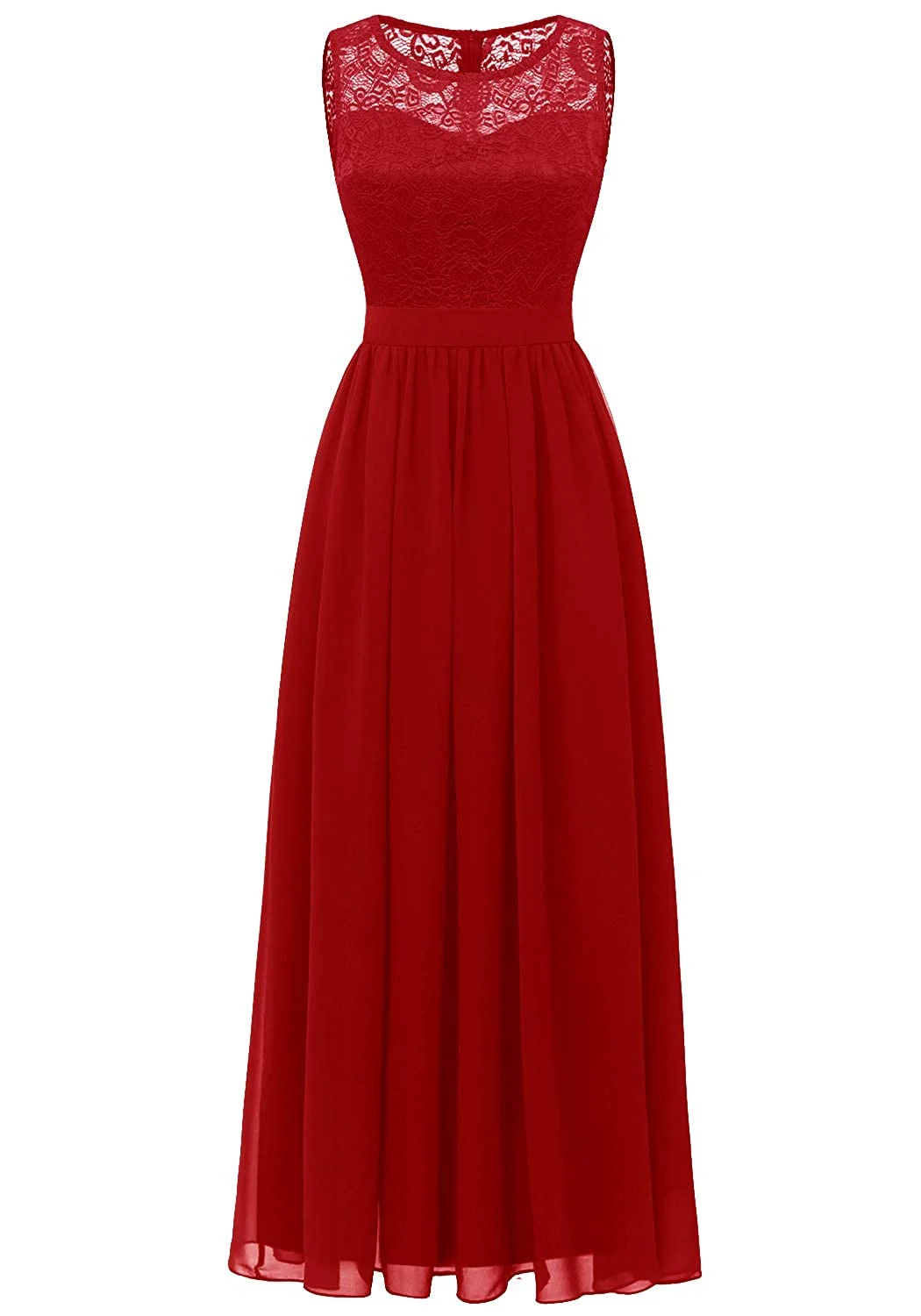 Women's Lace Chiffon Bridesmaid Dress Sleeveless Formal Wedding Party Dress