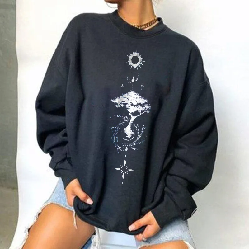   Tree Sun Planet Fantasy Pattern Printed Sweatshirt - Neojana