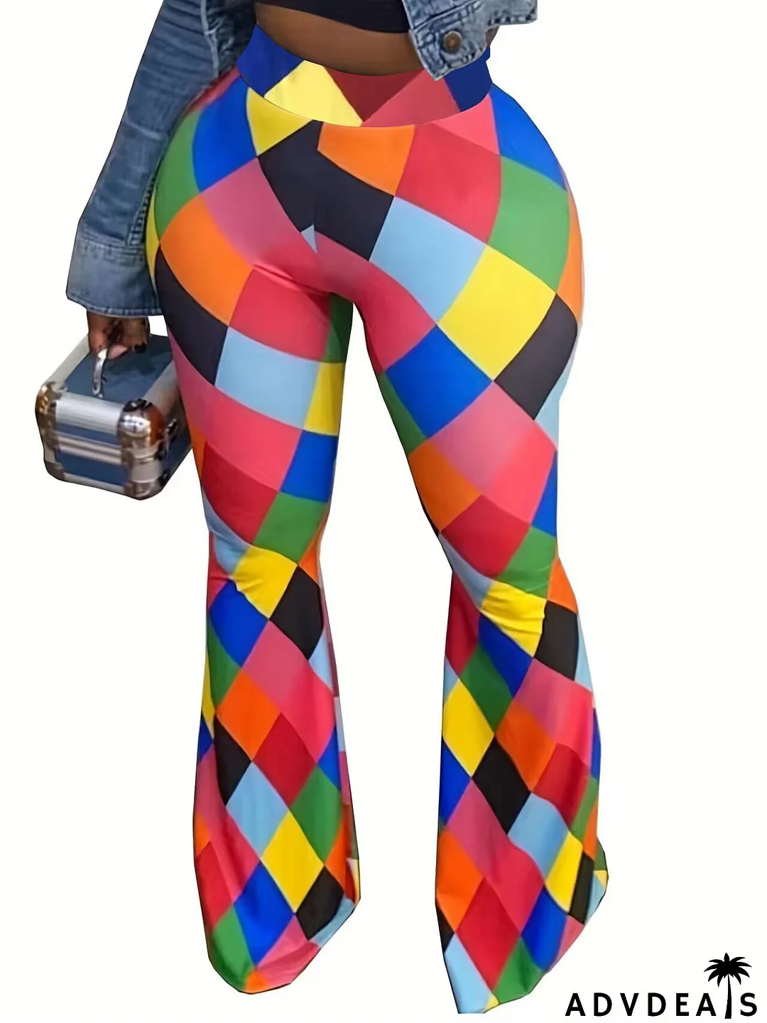 Women's Printed Pad-Dyed Flare Trousers