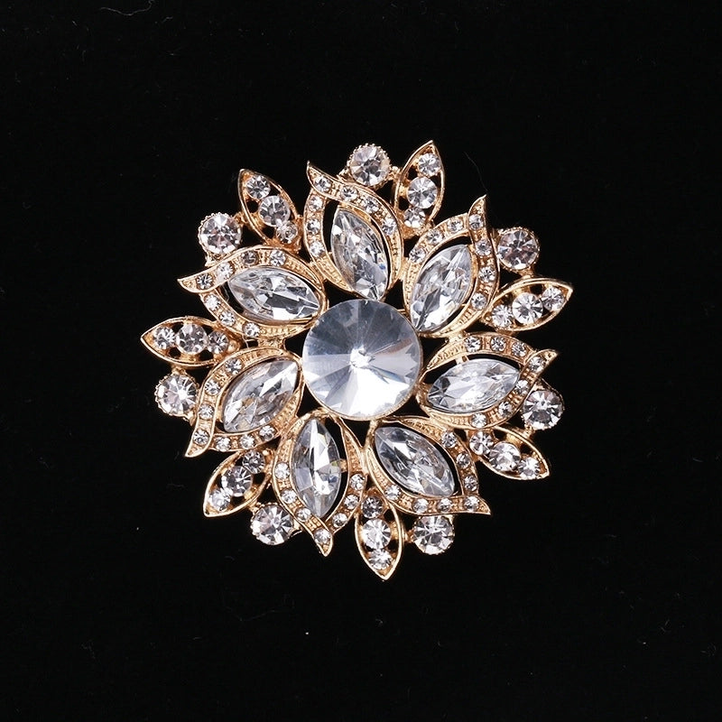 Pin Flower Alloy Inlay Glass Women’s Brooches