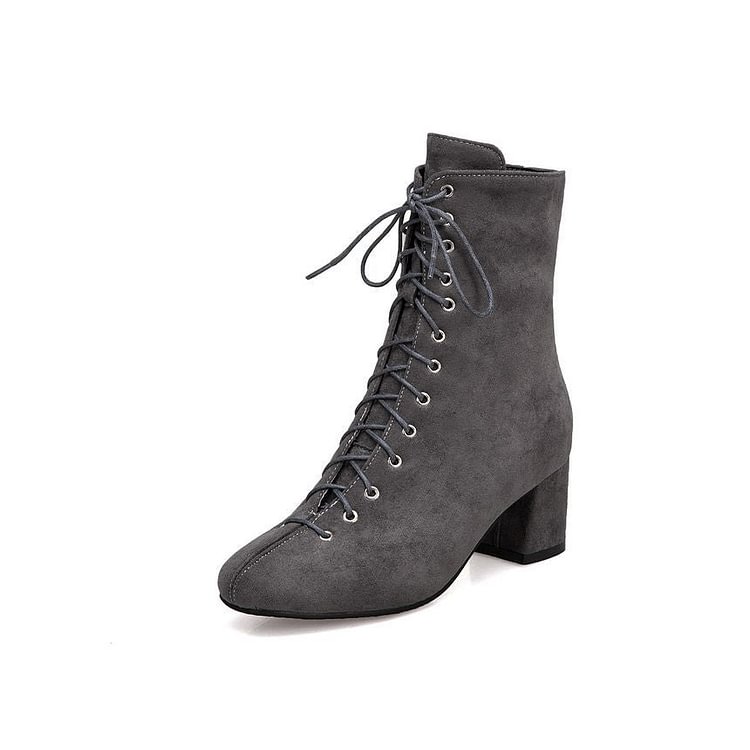 Lace-Up Block-Heel Ankle Boots YP248