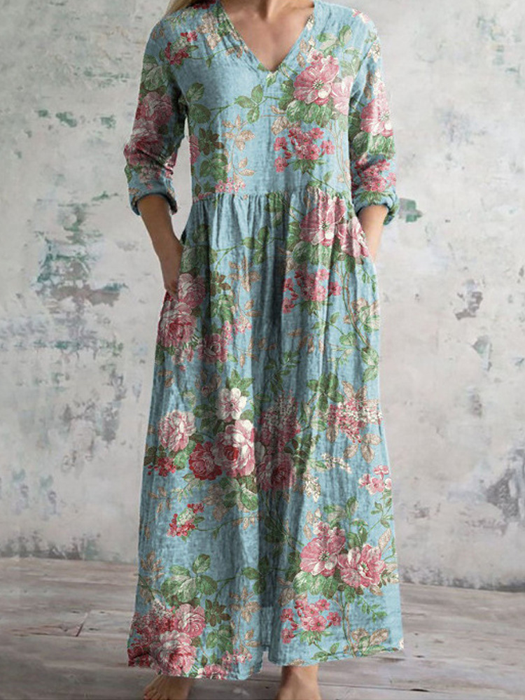 Women's Retro Floral Print Dress