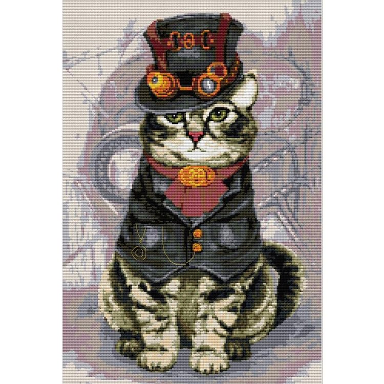 Joy Sunday - Cat - 14CT 2 Strands Threads Printed Cross Stitch Kit - 38x53cm(Canvas)