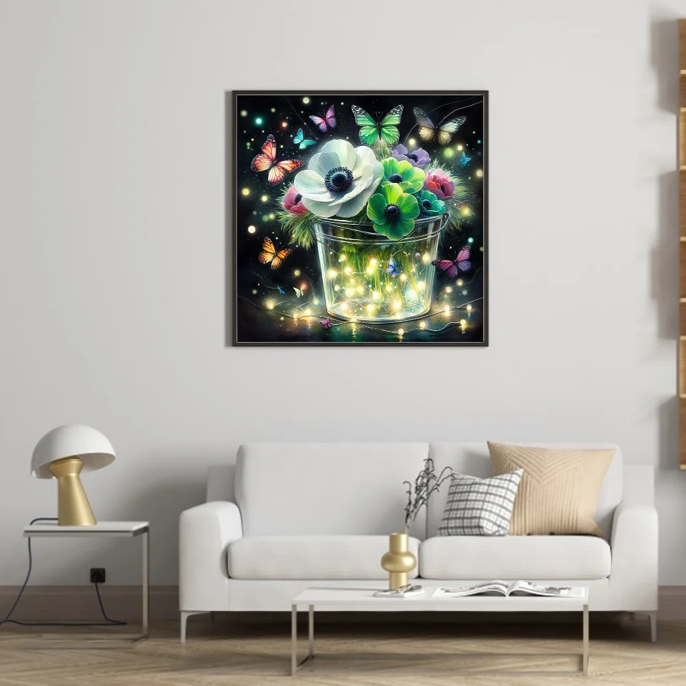 14CT Full Stamped Cross Stitch - Flower(Canvas|40*40CM)