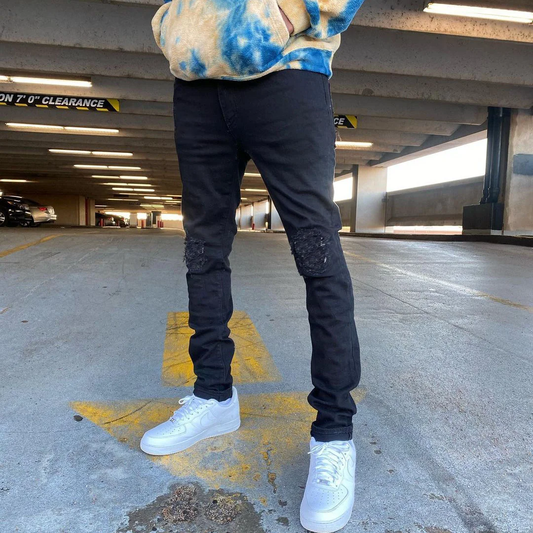 Street ripped jeans slim fit stretch pencil pants