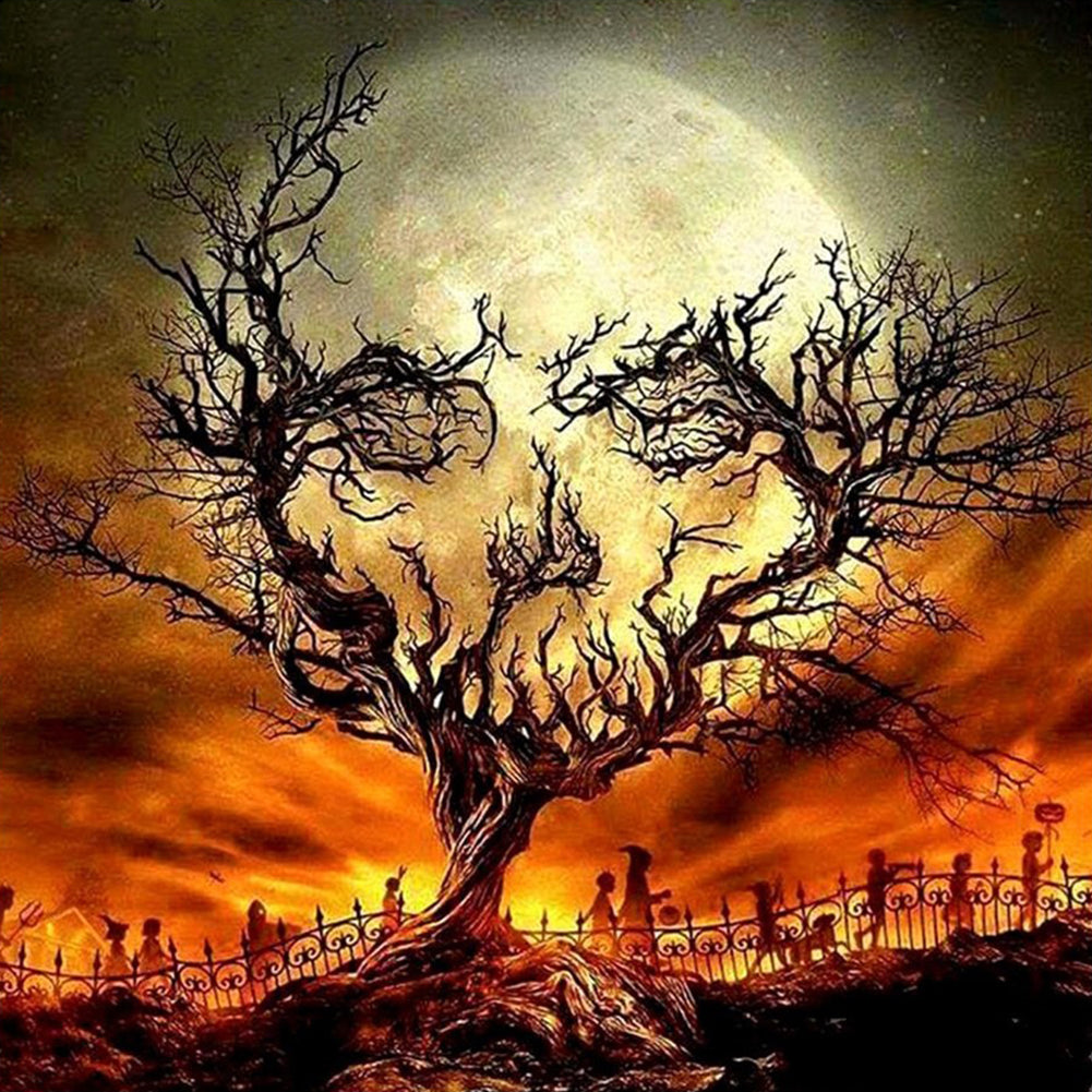 Halloween Skull (40*40CM) 11CT Counted Cross Stitch gbfke
