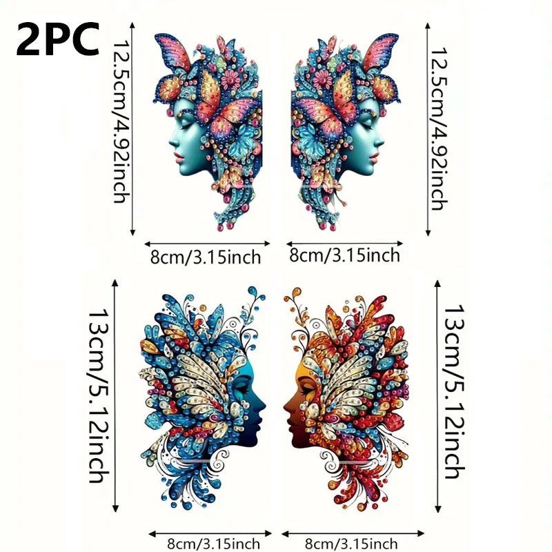 2pcs 2D Flat DIY Diamond Art Pendant DIY Home Decor Hanging Charm (Butterfly)