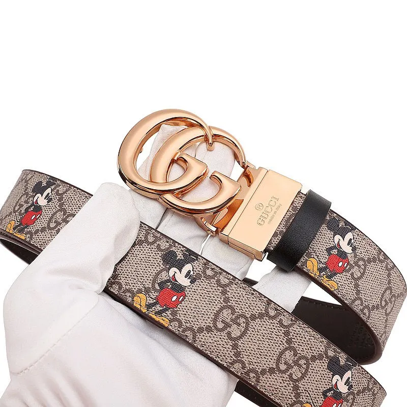 Men's High-End Rotating Buckle Genuine Leather Printed Belt Versatile New Trendy Business Casual Fashion Waist Belt