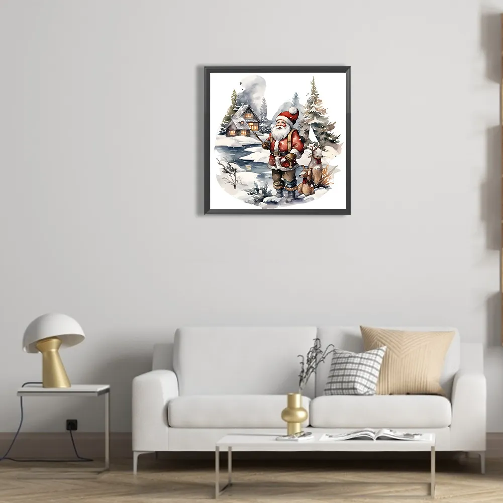 Diamond Painting - Full Round Drill - Santa in The Snow(Canvas|30*30cm)