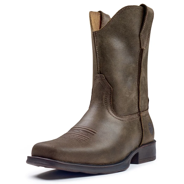 Cowboy Boots Flat Sole Pull On Work Boots SUREWAY Men's 10