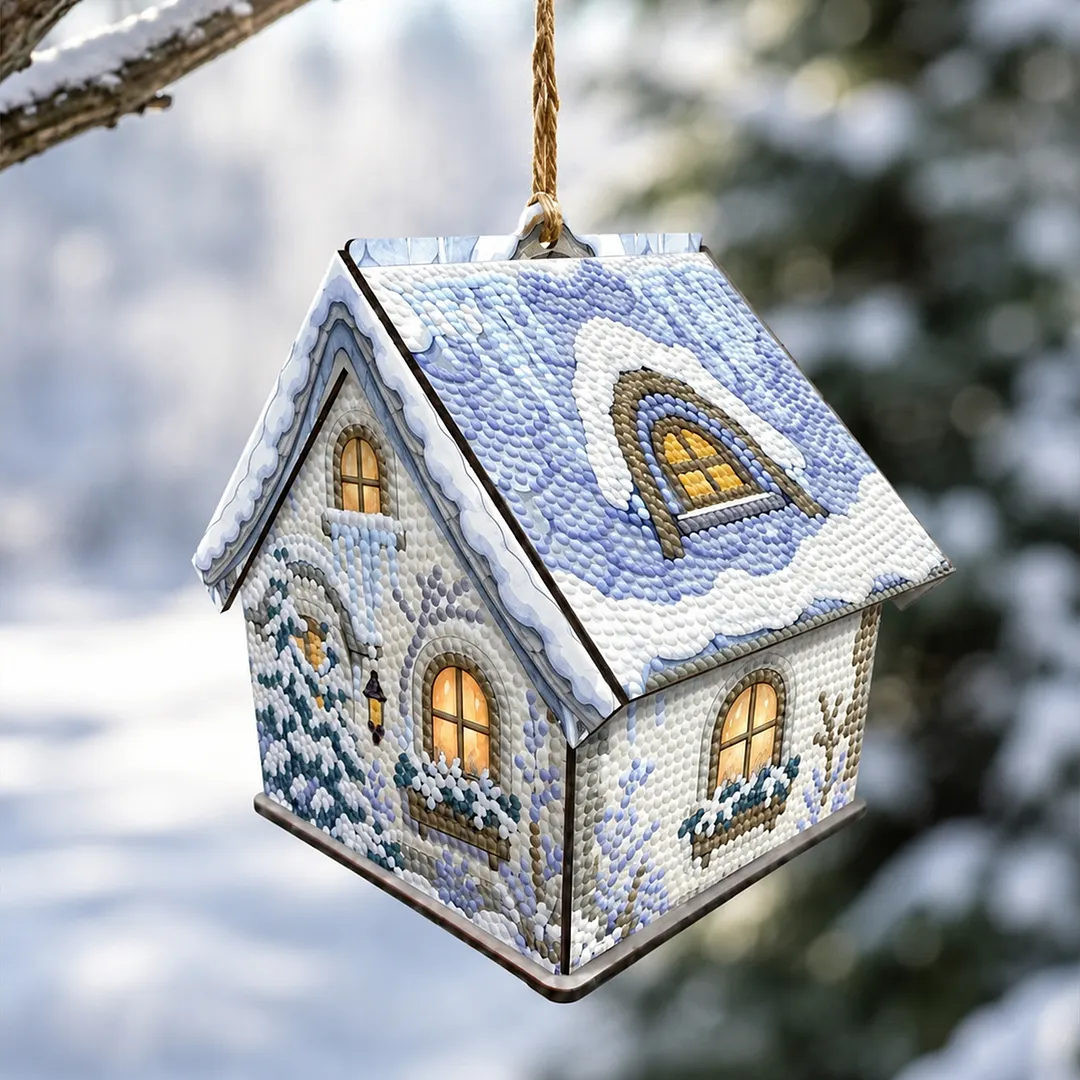 DIY Wooden House Diamond Art Painting Kit for Adults Home (Winter snowfield)
