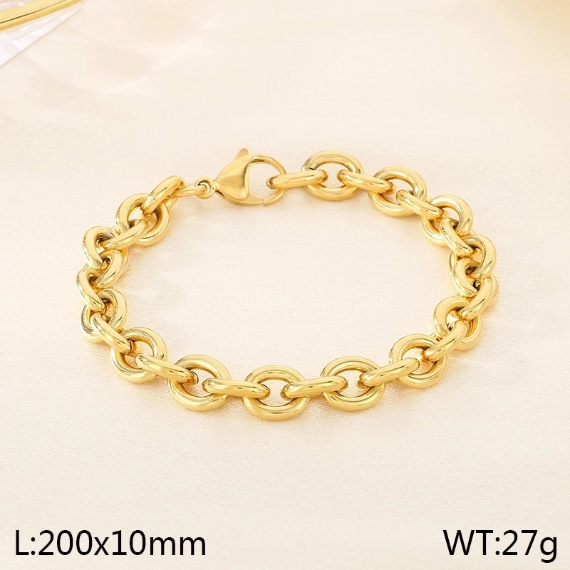 Minimalist Solid Color 304 Stainless Steel 18K Gold Plated Bracelets In Bulk