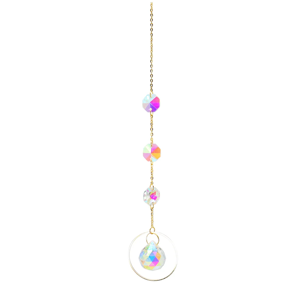 Crystal Wind Chime Star Moon Pendant Colorful Beads Hanging Drop Decor