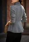 Dark Gray Gold Button Peplum Outerwear Sweater