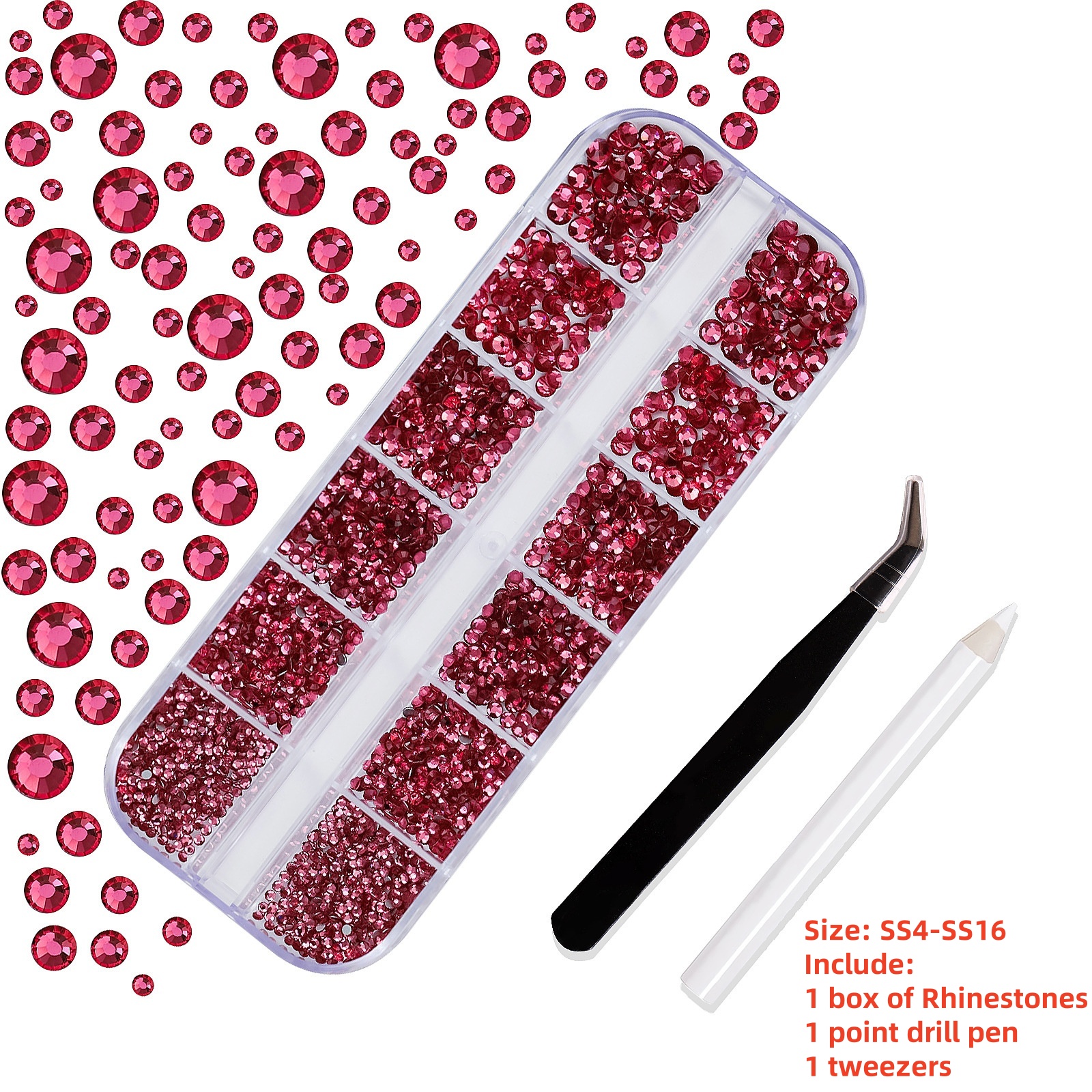 Multi-Size Nail Rhinestones Kit 3D Crystal AB DIY Nail Art Decors Diamond Gems Glitter Manicure Point Drill Pen Tweezers Tools #
