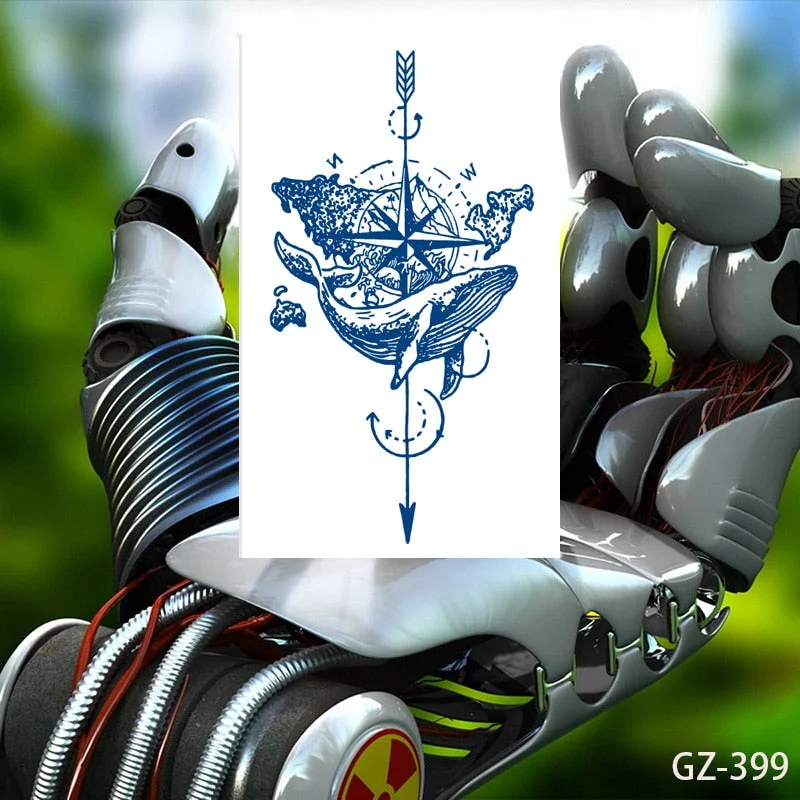 Temporary Waterproof Tattoo Stickers Ancient Chinese God of War Totem Thinker Juice Ink Men Women Girl Chest Arm Body Fake Tatoo