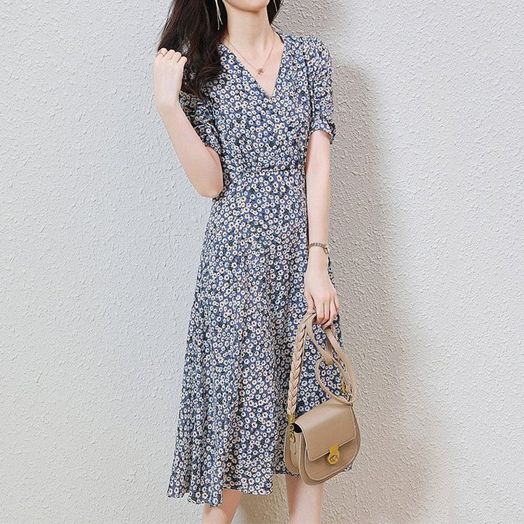 Short Sleeve A-Line Printed Casual Dresses QueenFunky