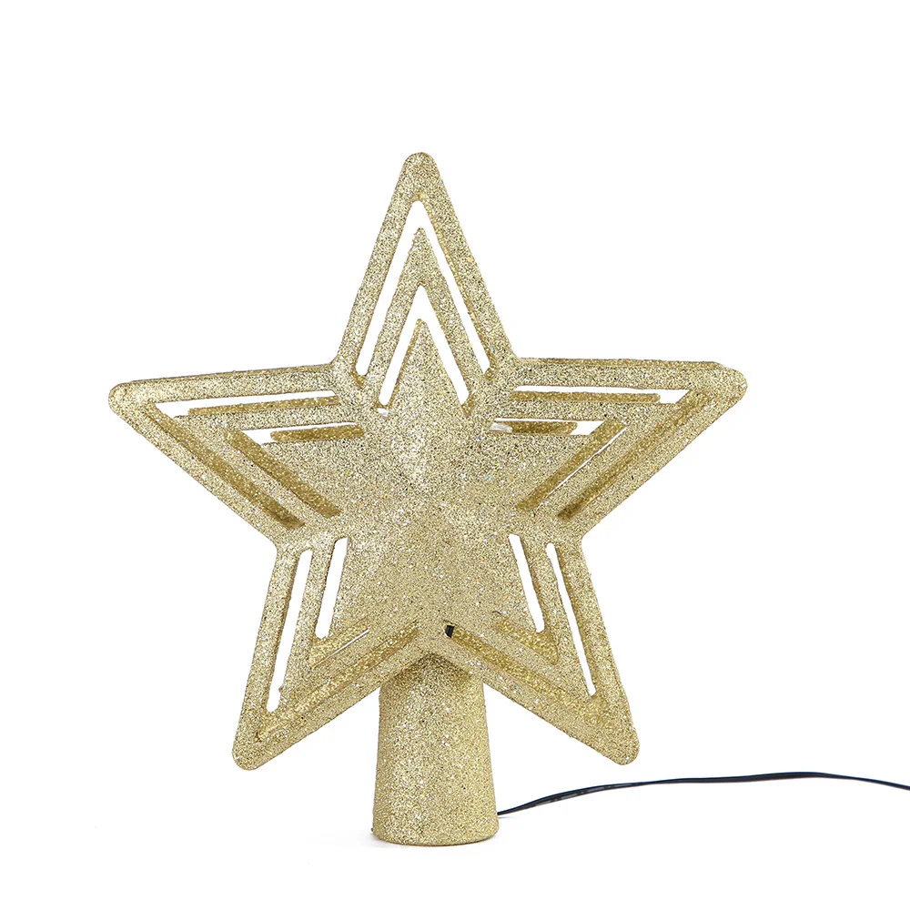 Tree top 3D pentagram rotating blizzard LED projection light