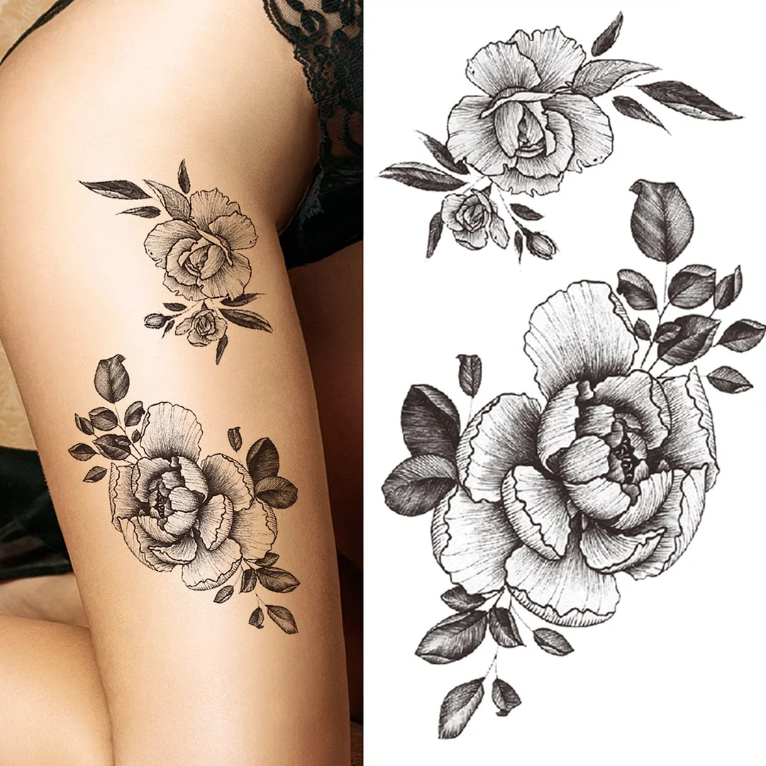 Sdrawing Pendant Temporary Tattoo For Women Men Butterfly Elephant Flower Fake Tattoo Waterproof Half Sleeve Thigh Tatoo Sticker