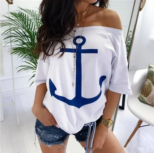 Off Shoulder Half Sleeve Casual T-Shirt