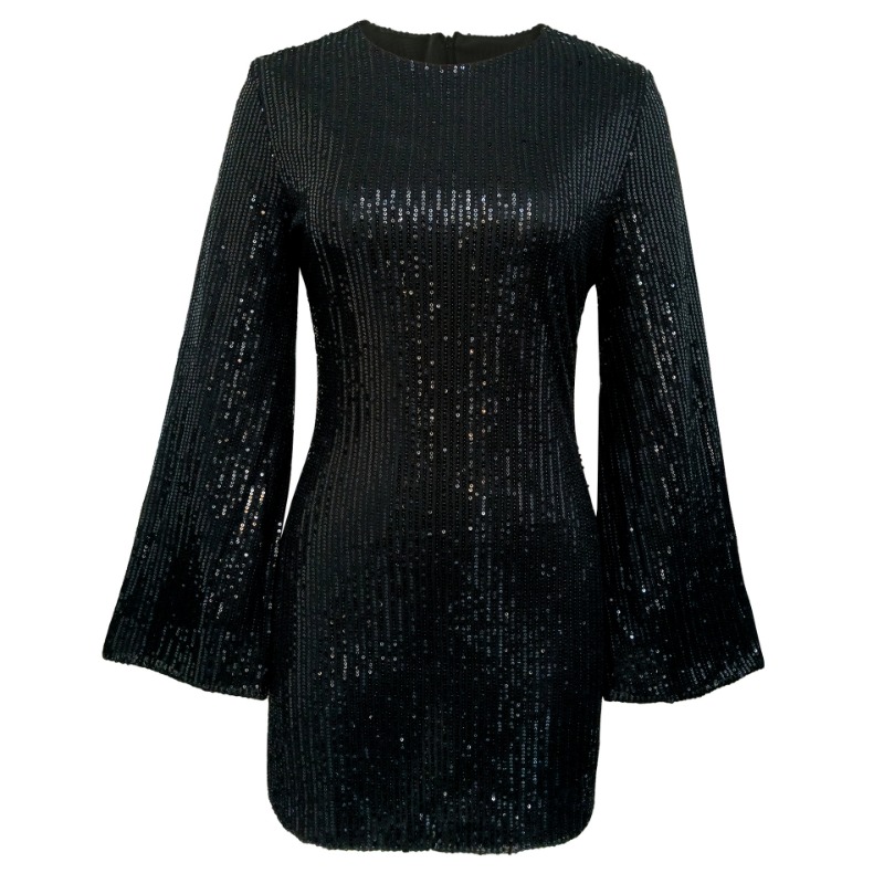 Ootddress Sequin Fashion Autumn Mini Dress Female Glitter See-Through Long Sleeve Elegant Club Party Dress Sparkle Ladies Dress 2025