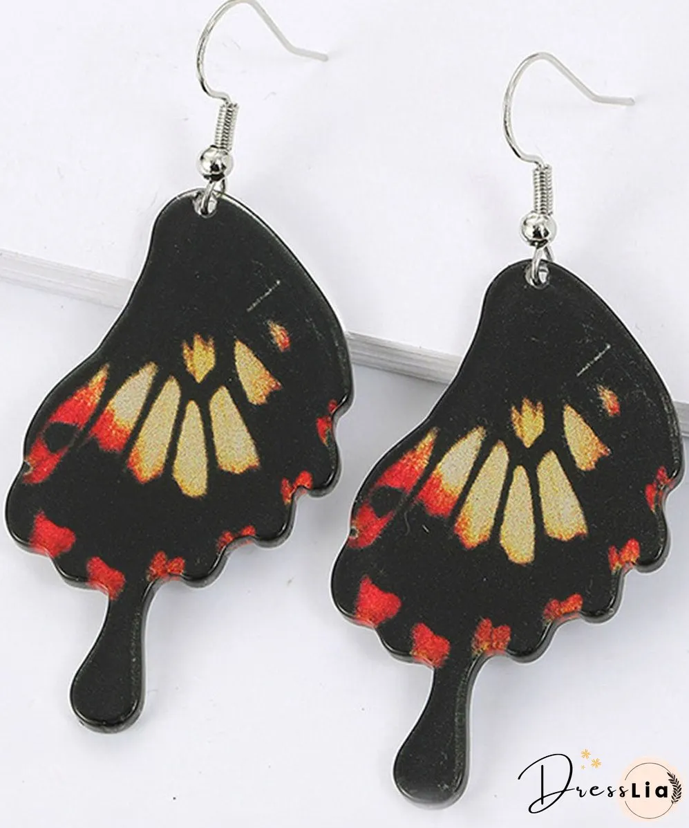 Modern Black Butterfly Wing Shape Acrylic Drop Earrings