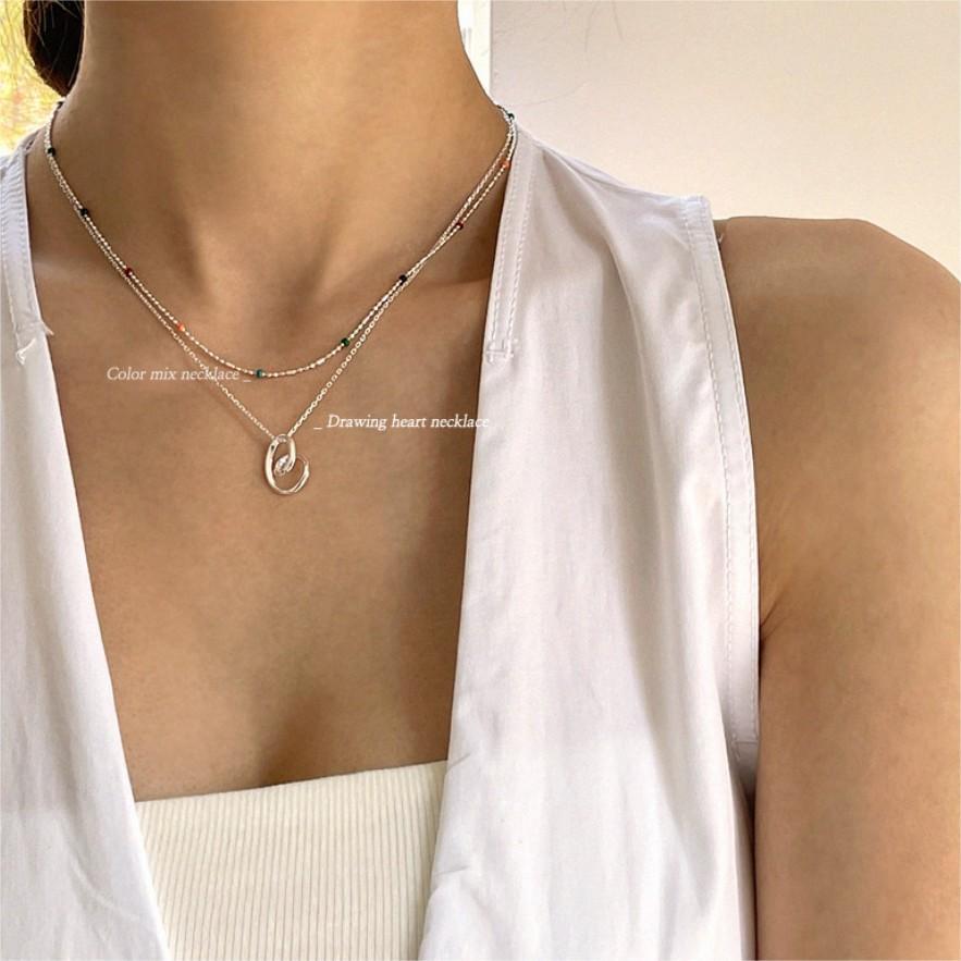 925 Sterling Silver Korean Tulip Geometric Silver Electroplating Necklaces
