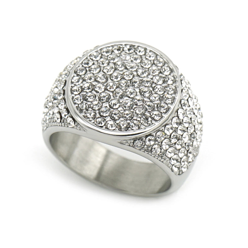 Hip-Hop Geometric 316 Stainless Steel Inlay Rhinestones Gold Plated Men’s Rings