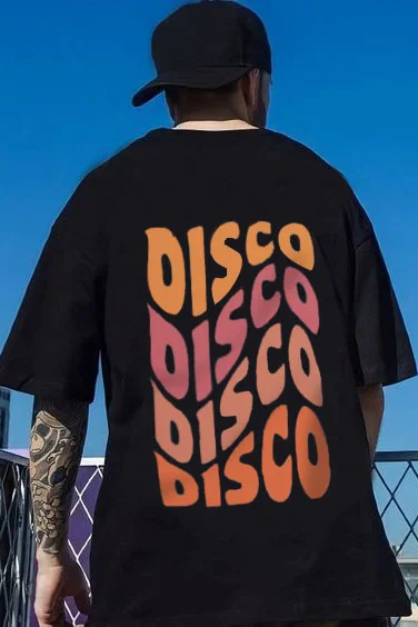 DISCO Letter Graphic Printing Casual Men's T-shirt