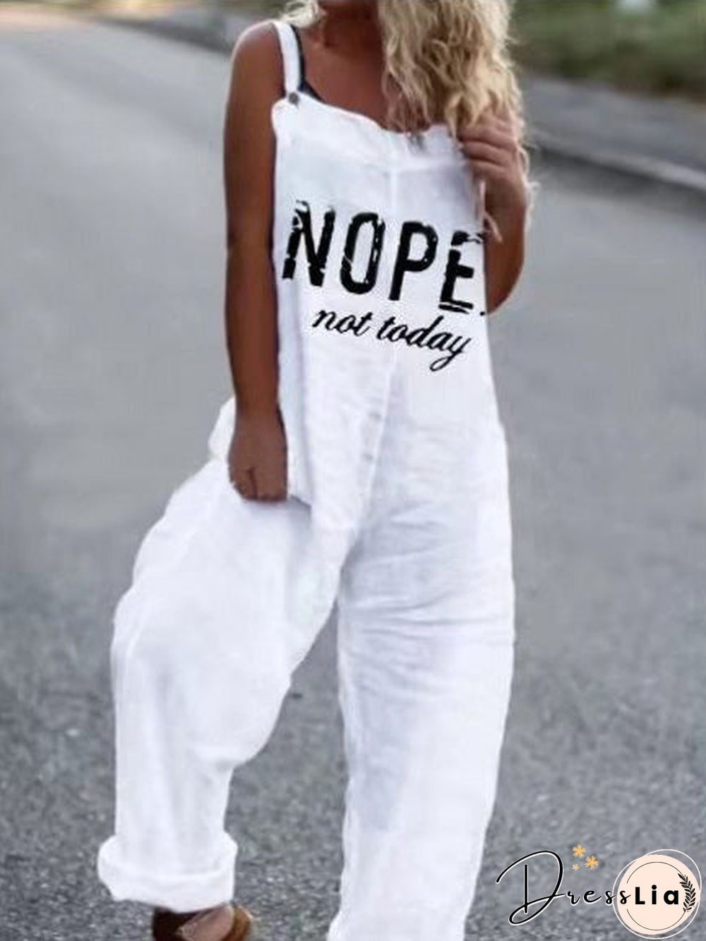 Women'S Jumpsuits Letter Print Sleeveless Casual Jumpsuit