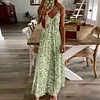 2021 Summer Tropical Print Halter Backless Maxi Dress