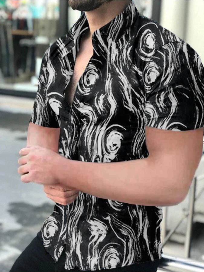 Men's Casual Printed Short-Sleeved Shirt06