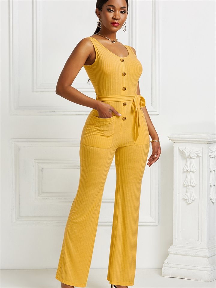 straps three colors 8 yards summer cotton pit stripes women's fashion stitching casual sleeveless wide leg jumpsuit -vasmok