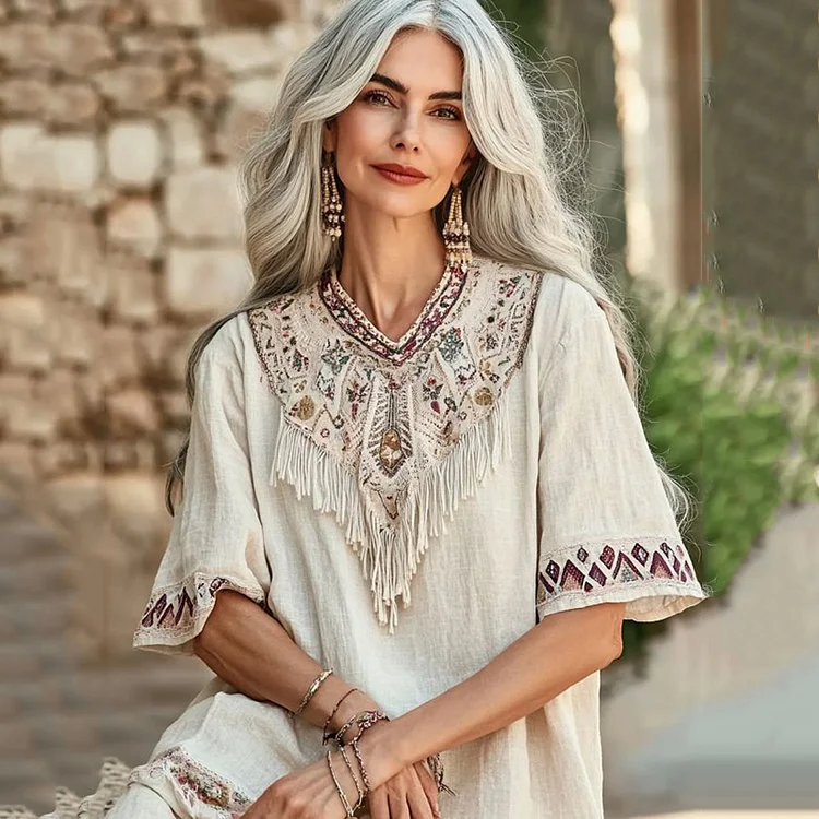 Vintage Vintahe Tribal Pattern Casual Shirt