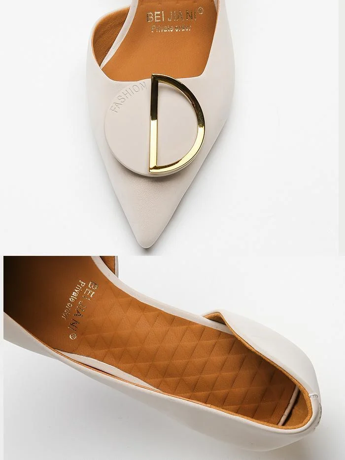 Fashion stiletto pointed toe side hollow buckle high-heeled shoes