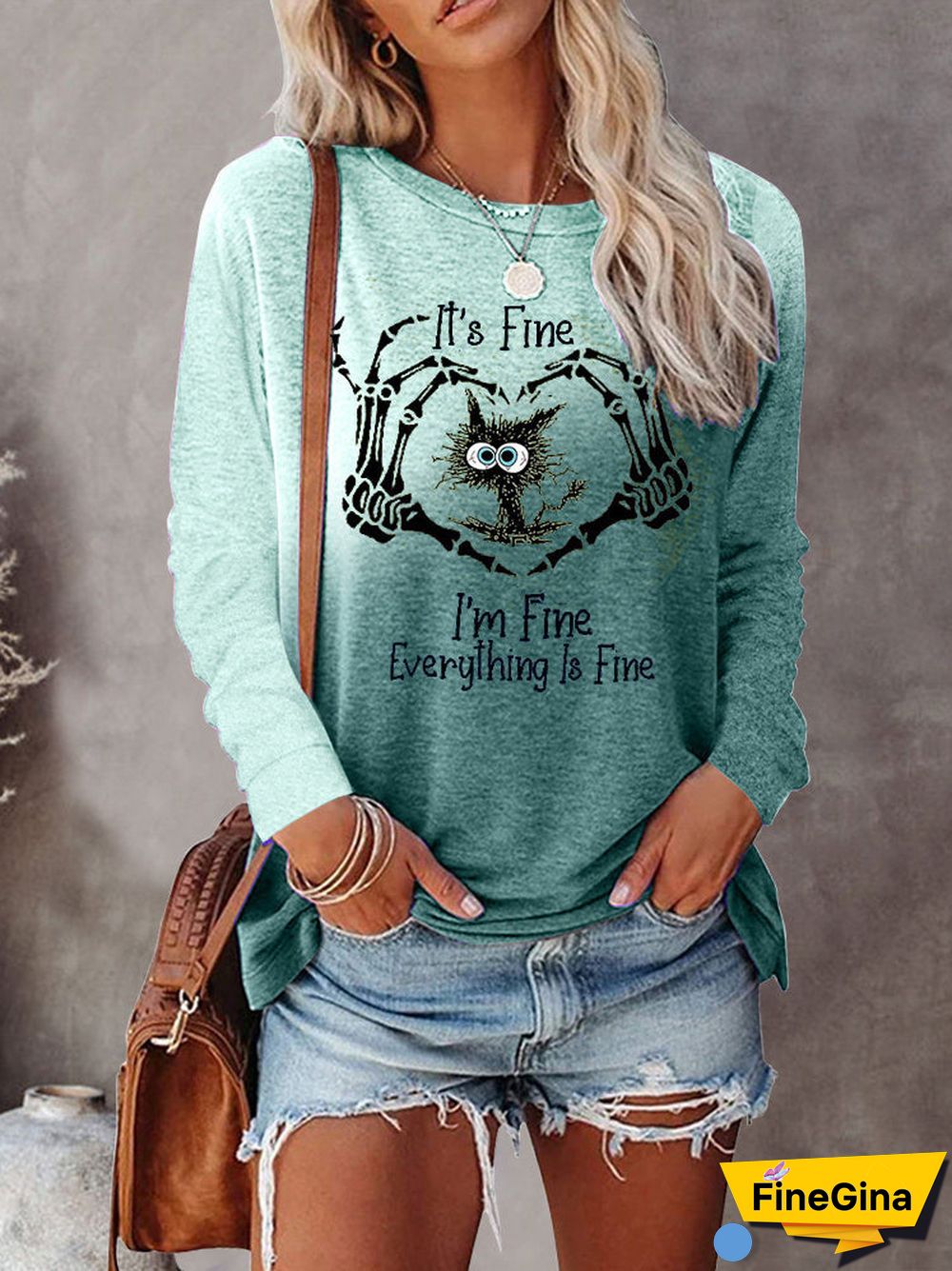 Women Long Sleeve Scoop Neck letter print Graphic Gradient Tops