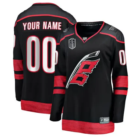 Women's Carolina Hurricanes  Black 2026 Stanley Cup Final Home Custom Jersey