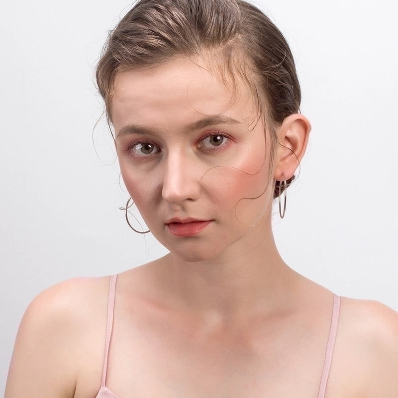 1 Pair 925 Sterling Silver Round Hoop Earrings