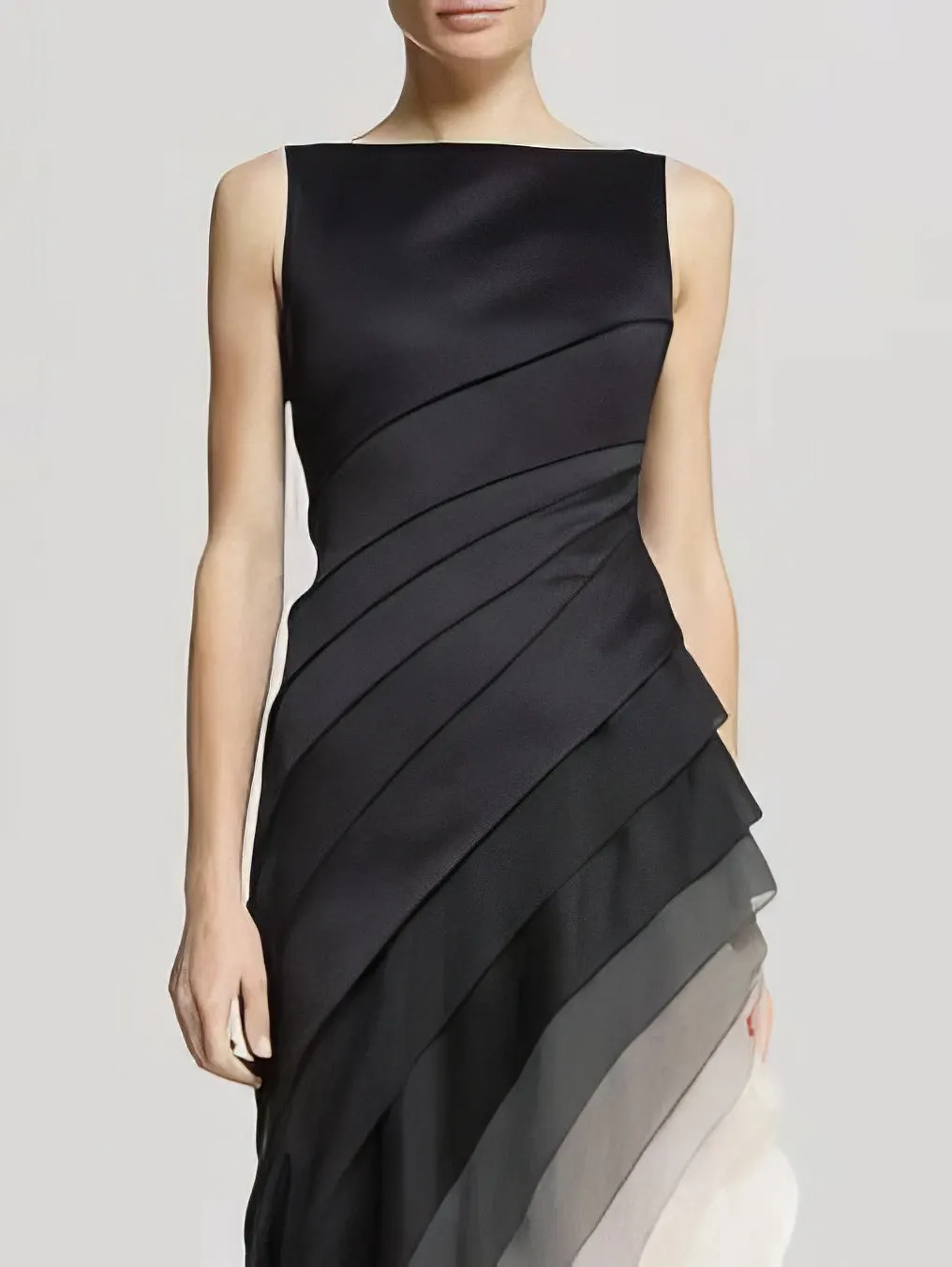 Ombre Layered High Waist Irregular Dress
