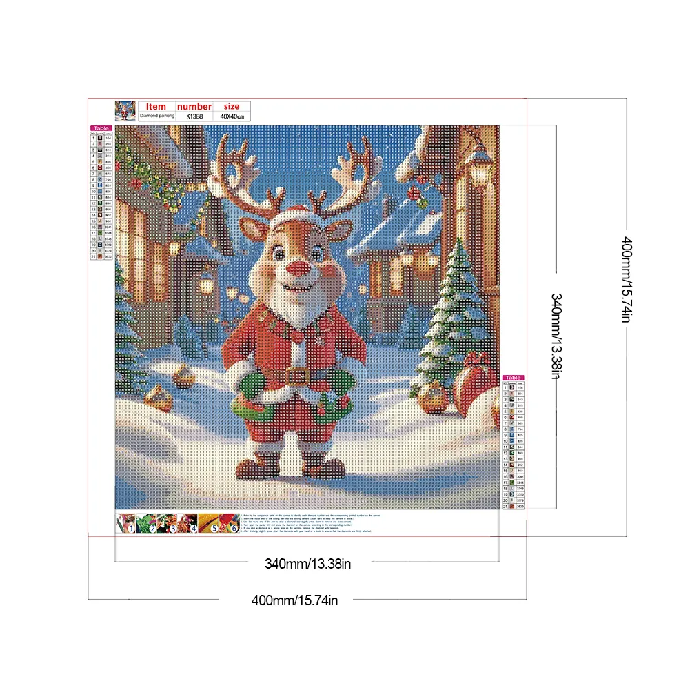 Diamond Painting - Full Round Drill - Christmas Deer(Canvas|40*40cm)