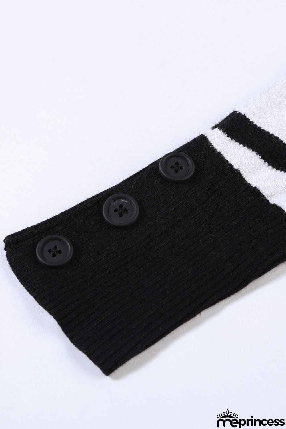 Khaki V Neck Popper Cuff Striped Casual Sweater