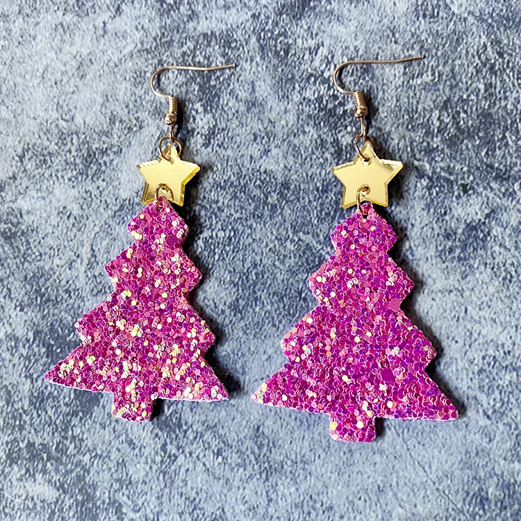 VChics Women's Shiny Christmas Tree Fashion Earrings