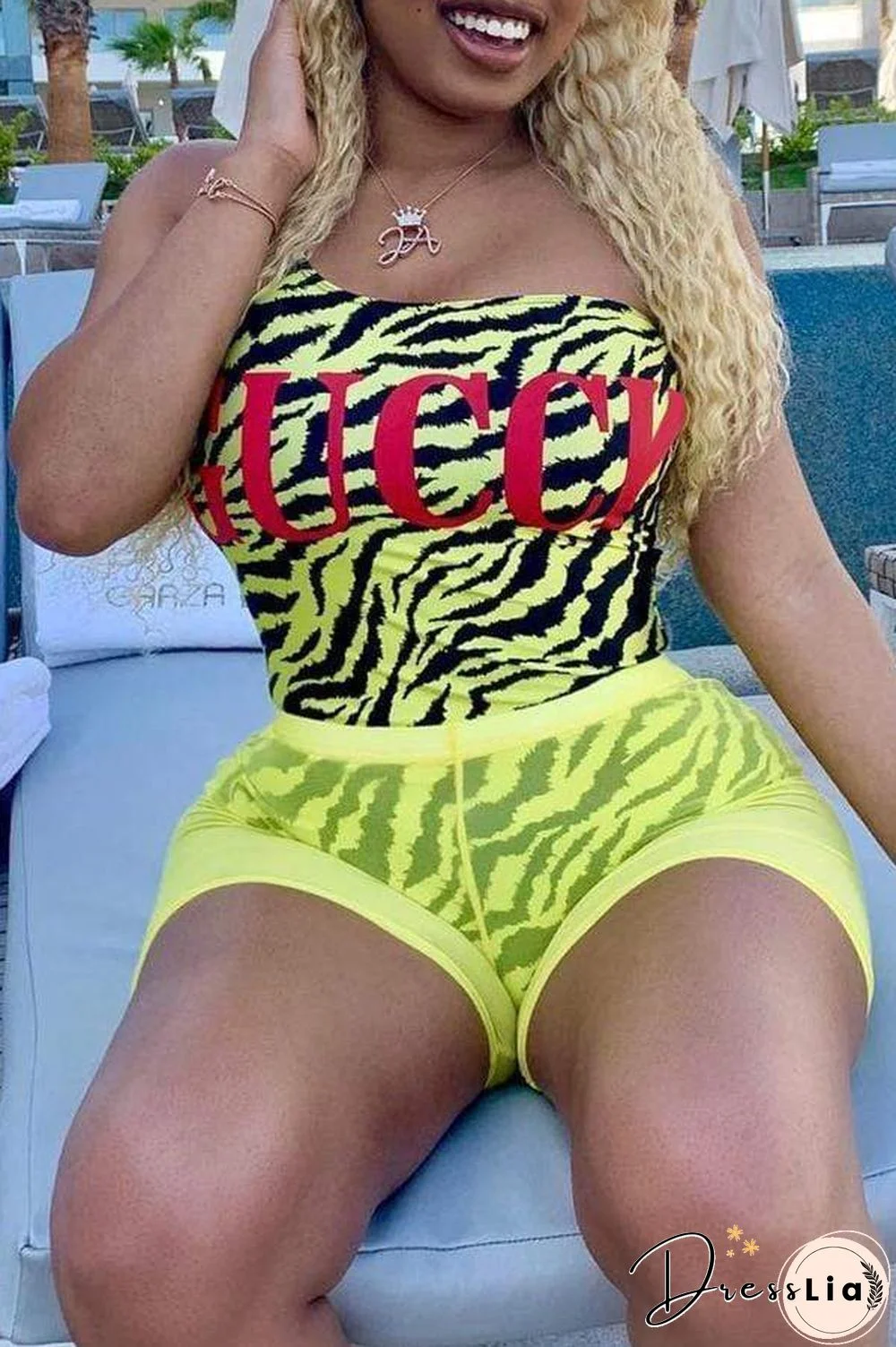 Letters Printed Two-Piece Swimsuit